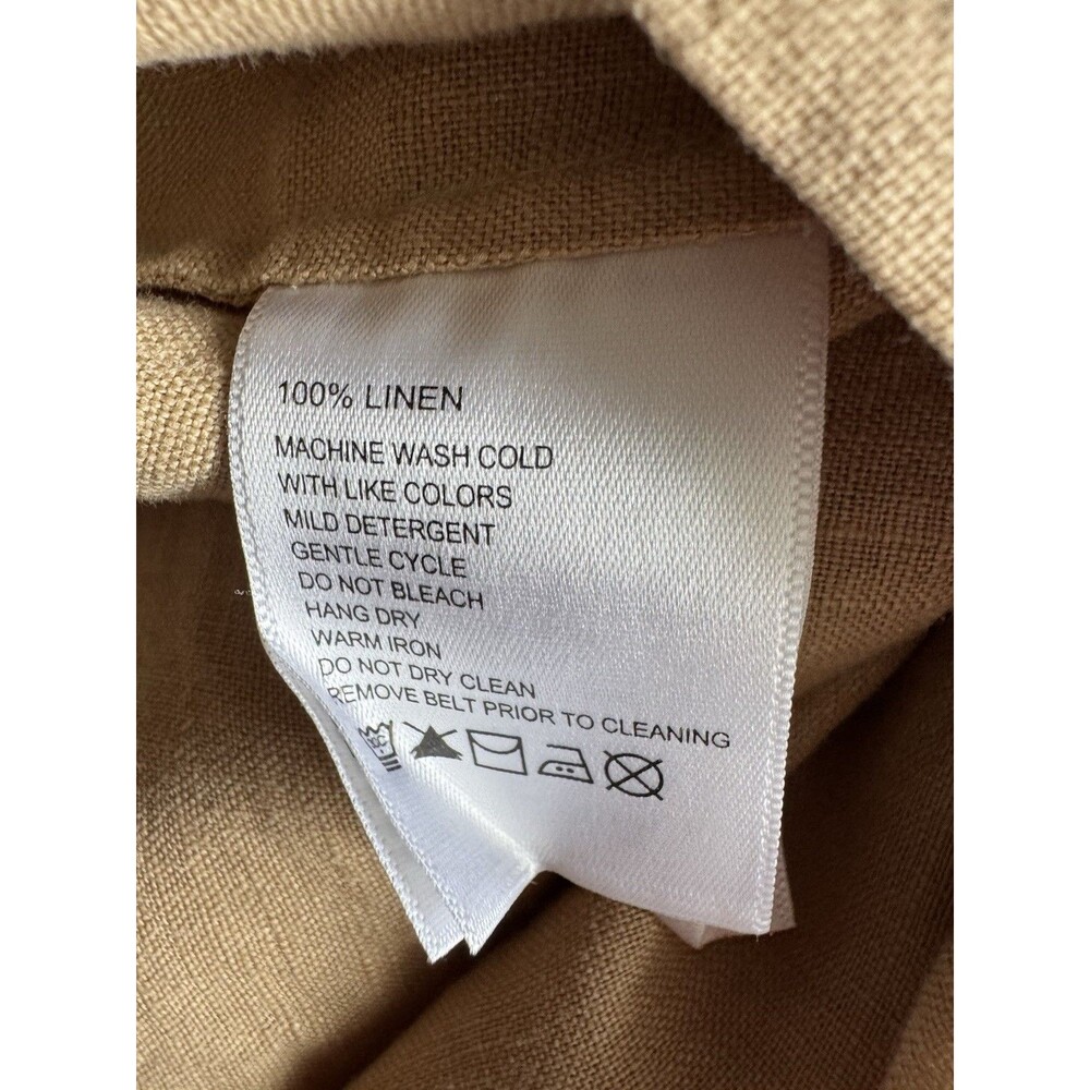 Tommy Bahama Two Palms Linen Shift Dress Natural Tan Large Beach Nautical Indie - Picture 8 of 9